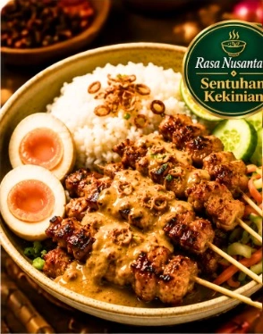 Chicken Satay Rice Bowl dengan Bumbu Pring Mas