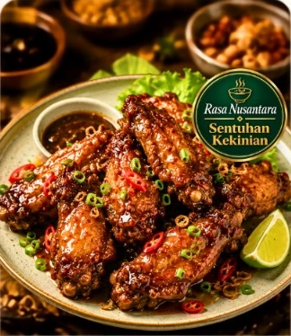 Chicken Wings Glaze Petis dengan Bumbu Pring Mas