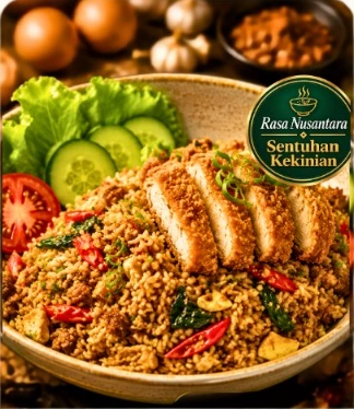 Nasi Goreng Crispy Chicken Bowl dengan Bumbu Pring Mas