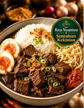 Rawon Beef Rice Bowl dengan Bumbu Pring Mas
